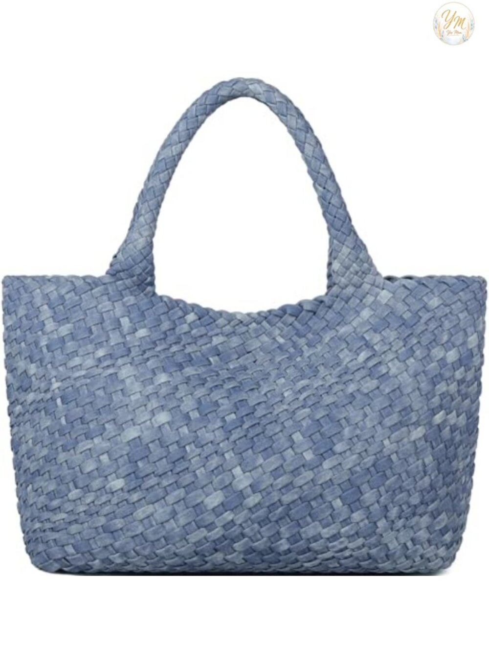Woven Vegan Leather Top Handle Shoulder Tote Bag with Clutch